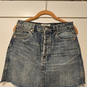 We The Free Blue Denim Mini Skirt